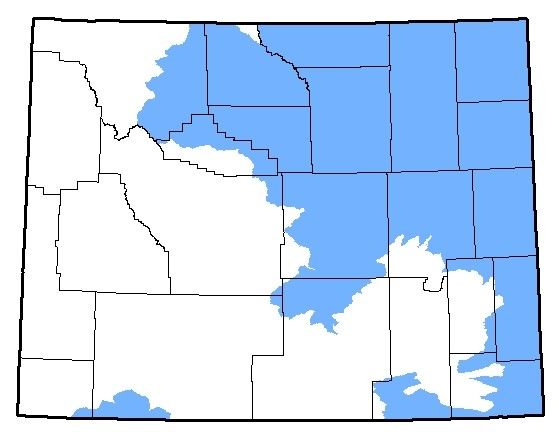 Wyoming map of the native range for the Rocky Mountain Toad